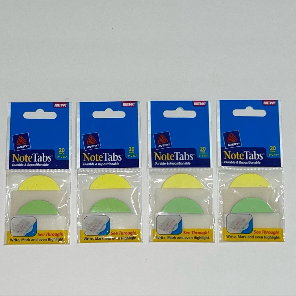 Staples 4 Packages Half Moon Green & Yellow Sticky Tabs, 16306